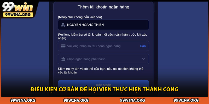 Điều kiện cơ bản để hội viên thực hiện thành công