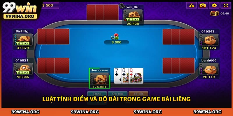 Luật tính điểm và bộ bài trong game bài liêng