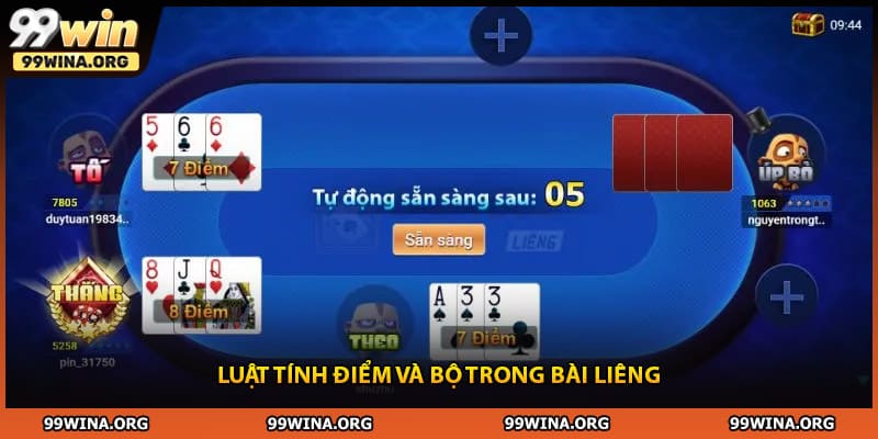 Luật tính điểm và bộ trong bài liêng